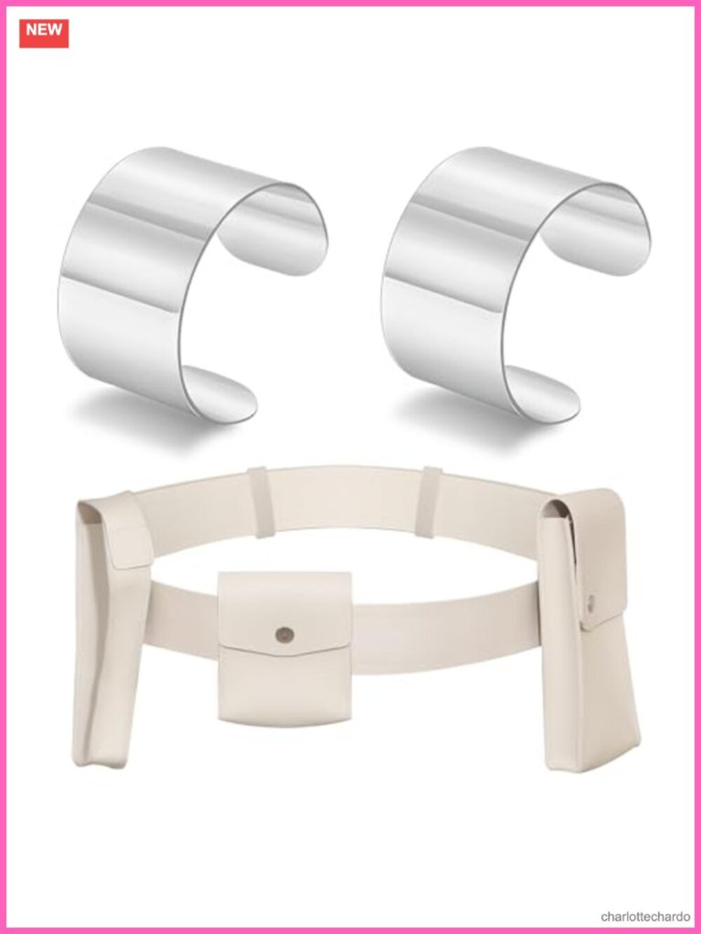 Halloween Queen Costume Accessories Set PU Leather Holster Belt Silver Cuff